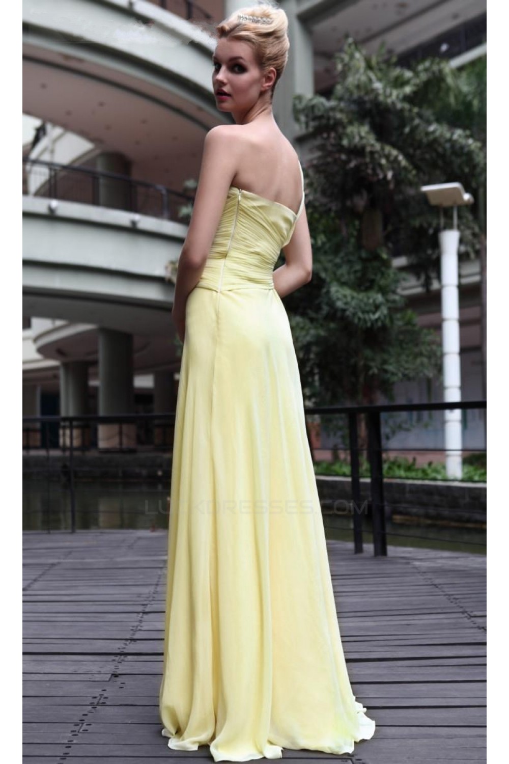 A Line One Shoulder Beaded Long Chiffon Prom Evening Formal Party Dresses Ed010517