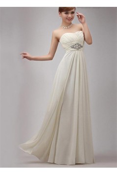 A-Line Strapless Long Chiffon Prom Evening Formal Party Dresses ED010523