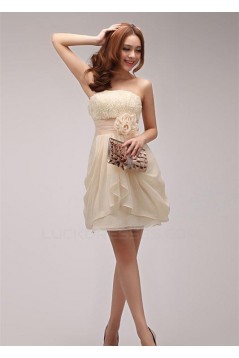 A-Line Strapless Short Chiffon Prom Evening Formal Party Dresses ED010530