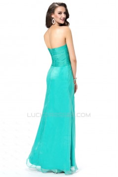 Sheath/Column Sweetheart Beaded Blue Long Chiffon Prom Evening Formal Party Dresses ED010557