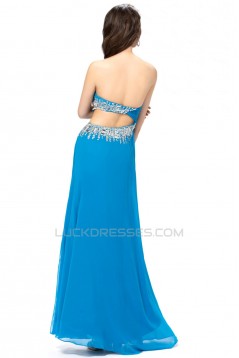 Sheath/Column Sweetheart Long Blue Beaded Prom Evening Formal Party Dresses ED010564