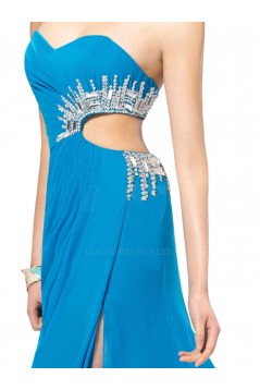 Sheath/Column Sweetheart Long Blue Beaded Prom Evening Formal Party Dresses ED010564