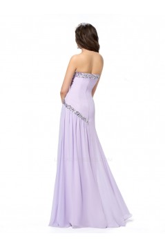 A-Line Strapless Beaded Long Chiffon Prom Evening Formal Party Dresses ED010569