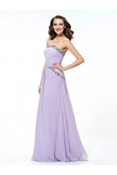 A-Line Strapless Beaded Long Chiffon Prom Evening Formal Party Dresses ED010569