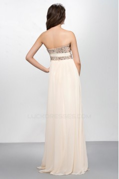 A-Line Strapless Beaded Long Chiffon Prom Evening Formal Party Dresses ED010573