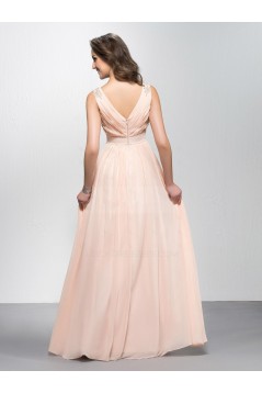 A-Line V-Neck Beaded Long Chiffon Prom Evening Formal Party Dresses ED010577