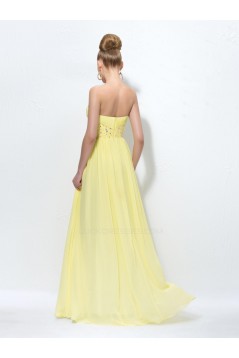 A-Line Strapless Beaded Long Chiffon Prom Evening Formal Party Dresses ED010578