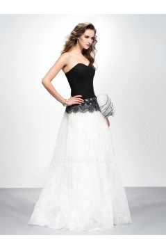 A-Line Sweetheart Black White Prom Evening Formal Party Dresses ED010582