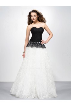 A-Line Sweetheart Black White Prom Evening Formal Party Dresses ED010582