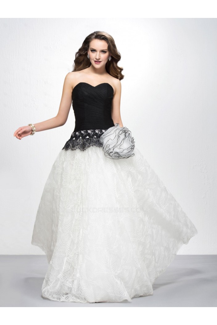 A-Line Sweetheart Black White Prom Evening Formal Party Dresses ED010582