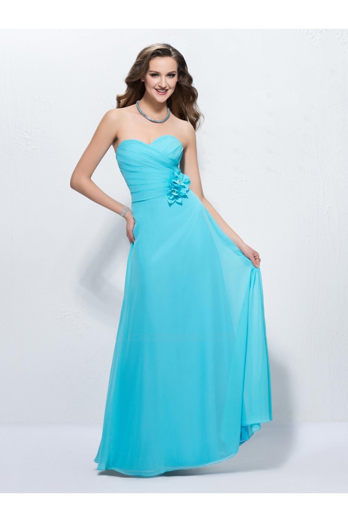 A-Line Sweetheart Long Blue Chiffon Prom Evening Formal Party Dresses ED010591