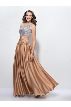 A-Line One-Shoulder Beaded Sequins Long Prom Evening Formal Party Dresses ED010597