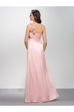 Empire One-Shoulder Long Pink Prom Evening Formal Party Dresses Maternity Evening Dresses ED010600