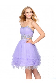 A-Line Strapless Short Beaded Prom Evening Cocktail Homecoming Party Dresses ED010639