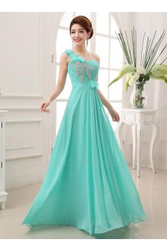 A-Line One-Shoulder Beaded Long Chiffon Prom Evening Formal Party Dresses ED010647