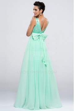 A-Line Beaded Bowknot Long Chiffon Prom Evening Formal Party Dresses ED010651