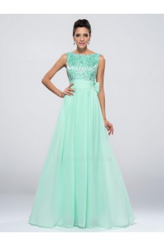 A-Line Beaded Bowknot Long Chiffon Prom Evening Formal Party Dresses ED010651