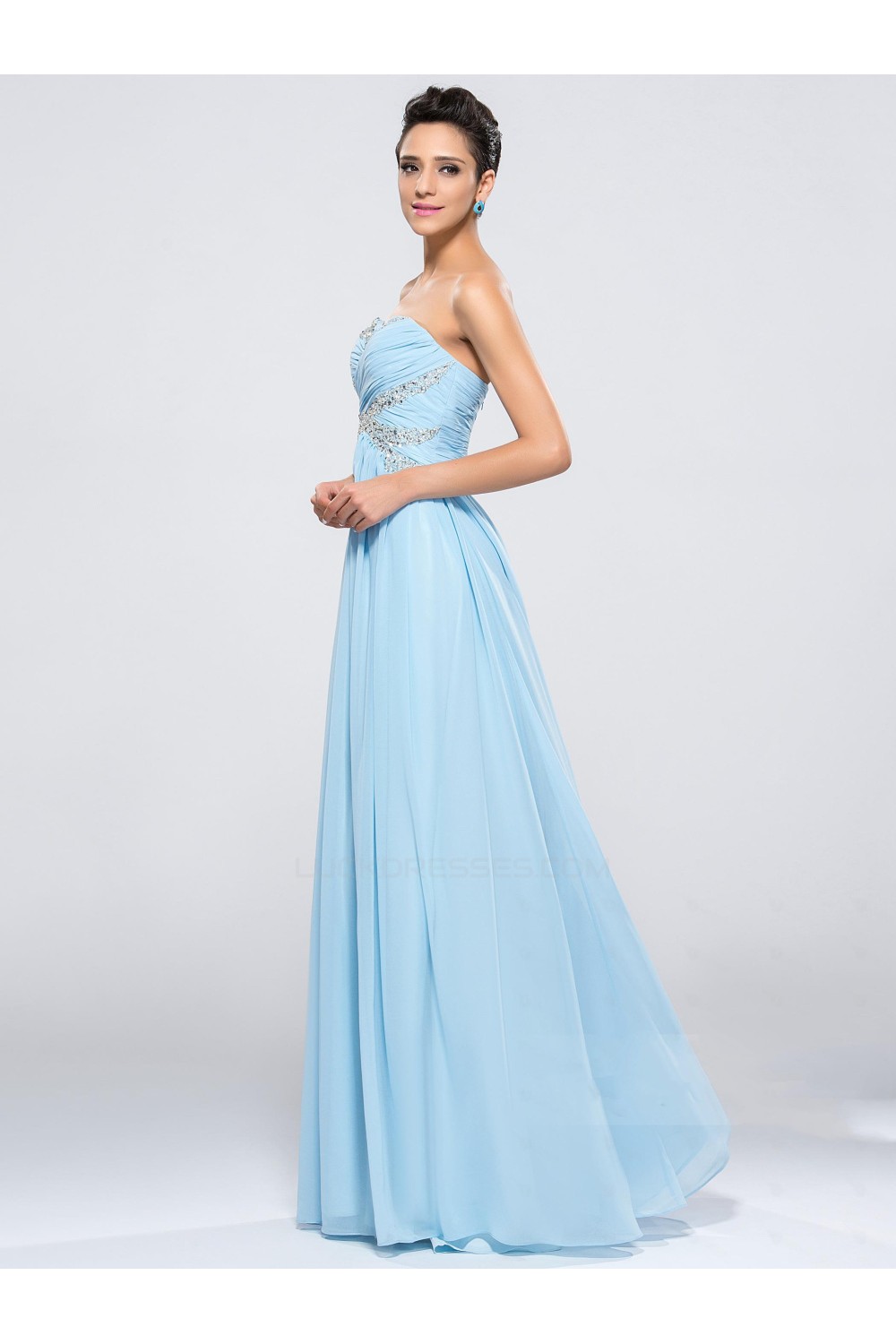 A-Line Sweetheart Beaded Long Chiffon Prom Evening Formal Party Dresses ...