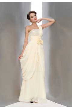 Column One-Shoulder Beaded Long Chiffon Prom Evening Formal Party Dresses ED010655