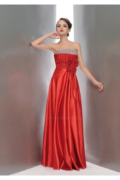 A-Line Strapless Beaded Long Red Prom Evening Formal Party Dresses ED010656