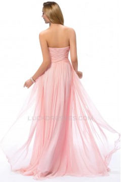 A-Line Sweetheart Long Pink Chiffon Prom Evening Formal Party Dresses ED010665