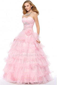 Ball Gown Sweetheart Beaded Long Pink Prom Evening Formal Party Dresses ED010667