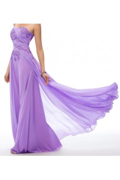 Elegant A-Line Strapless Beaded Applique Long Prom Evening Formal Party Dresses ED010668