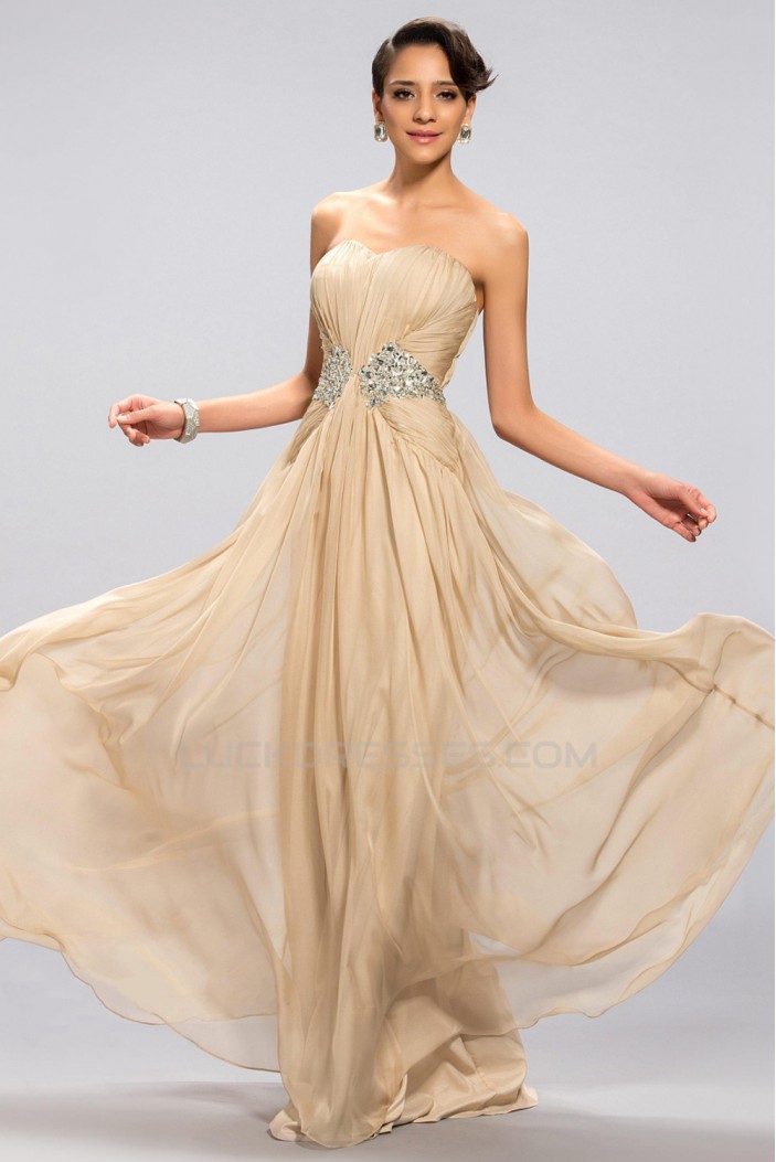 A-Line Sweetheart Beaded Long Chiffon Prom Evening Formal Party Dresses ED010678