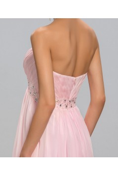 Empire Strapless Beaded Long Pink Chiffon Prom Evening Formal Party Dresses Maternity Evening Dresses  ED010687