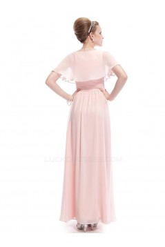 A-Line V-Neck Long Pink Chiffon Prom Evening Formal Party Dresses ED010697