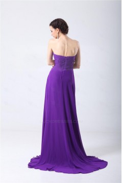 Sheath/Column Sweetheart Beaded Long Purple Chiffon Prom Evening Formal Party Dresses ED010700