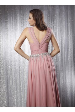 A-Line Straps Beaded Long Chiffon Prom Evening Formal Party Dresses ED010703