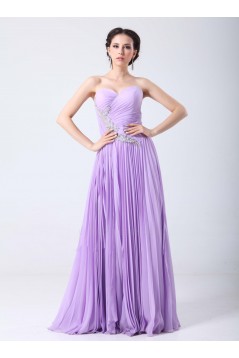 A-Line Sweetheart Pleated Beaded Long Chiffon Prom Evening Formal Party Dresses ED010707