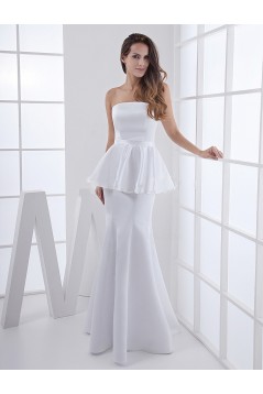 Trumpet/Mermaid Strapless Long White Prom Evening Formal Party Dresses ED010711