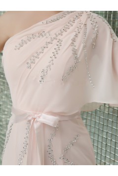 Trumpet/Mermaid One-Shoulder Sequin Long Pink Chiffon Prom Evening Formal Party Dresses ED010723