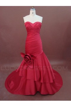 Trumpet/Mermaid Sweetheart Long Red Prom Evening Formal Party Dresses ED010762