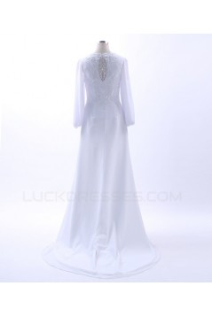 Sheath Long Sleeve Long White Prom Evening Formal Party Dresses ED010767