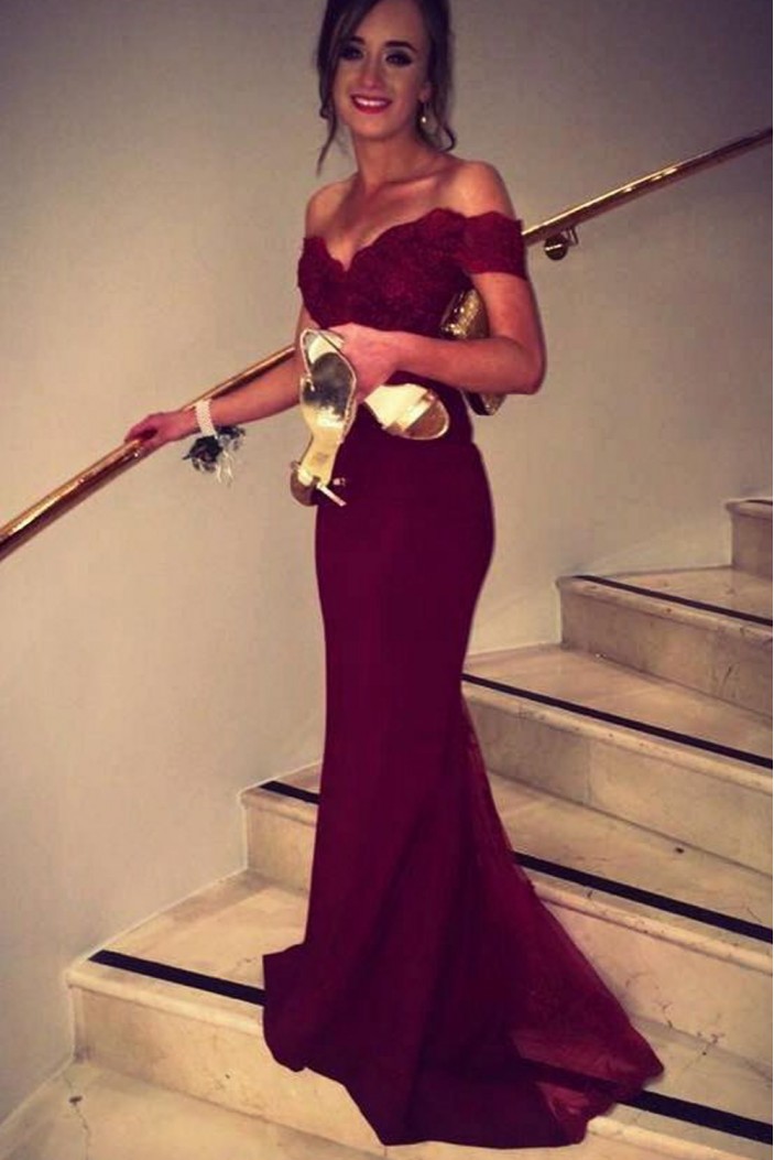 Mermaid Off-the-Shoulder Long Prom Evening Formal Party Dresses ED010771