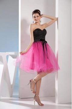 Beaded Sweetheart Black Pink Short Cocktail Party Dresses ED010777