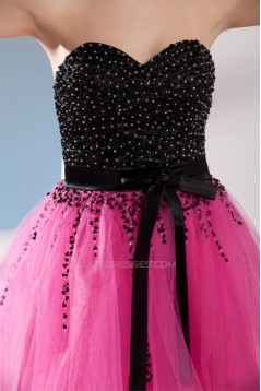 Beaded Sweetheart Black Pink Short Cocktail Party Dresses ED010777