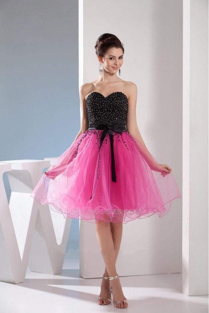 Beaded Sweetheart Black Pink Short Cocktail Party Dresses ED010777