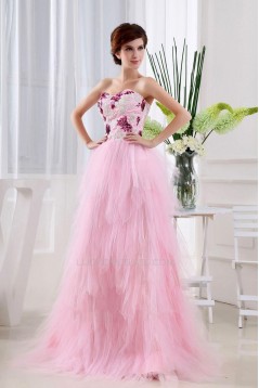 A-Line Long Pink Prom Evening Dresses ED010786