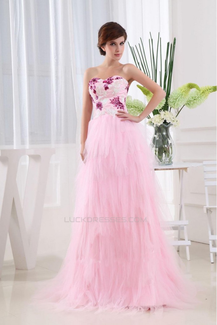 A-Line Long Pink Prom Evening Dresses ED010786