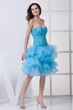 Short/Mini Sweetheart Beaded Blue Cocktail Homecoming Dresses ED010792