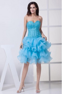 Short/Mini Sweetheart Beaded Blue Cocktail Homecoming Dresses ED010792