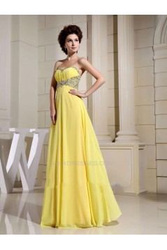 Empire Sweetheart Beaded Long Yellow Chiffon Prom Evening Dresses ED010803