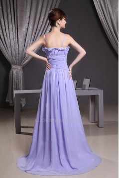 A-Line Spaghetti Strap Long Chiffon Prom Evening Dresses ED010809