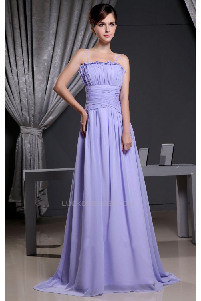 A-Line Spaghetti Strap Long Chiffon Prom Evening Dresses ED010809