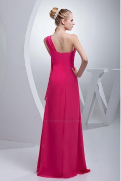 Sheath/Column One-Shoulder Long Chiffon Prom Evening Dresses ED010814