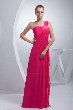 Sheath/Column One-Shoulder Long Chiffon Prom Evening Dresses ED010814